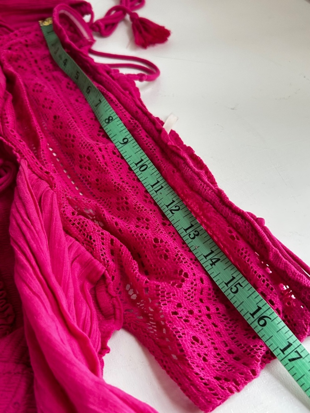 Free People Santa Maria Maxi Dress XL Love Pink Crochet Lace Open Back Boho - Picture 10 of 14
